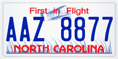 NC license plate AAZ8877