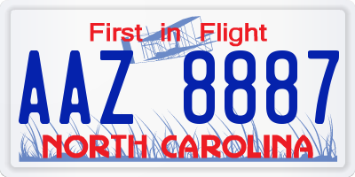 NC license plate AAZ8887