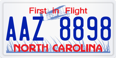 NC license plate AAZ8898