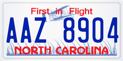 NC license plate AAZ8904