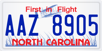 NC license plate AAZ8905