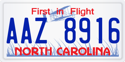 NC license plate AAZ8916