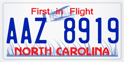 NC license plate AAZ8919