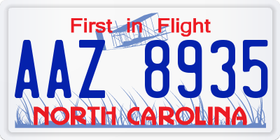 NC license plate AAZ8935