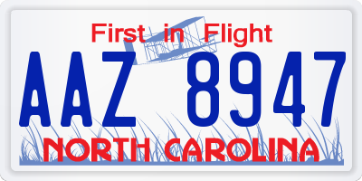 NC license plate AAZ8947