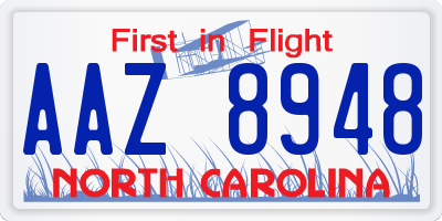 NC license plate AAZ8948