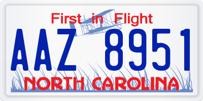 NC license plate AAZ8951