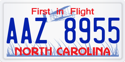 NC license plate AAZ8955