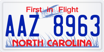NC license plate AAZ8963