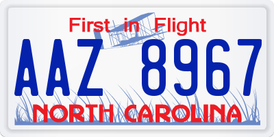 NC license plate AAZ8967