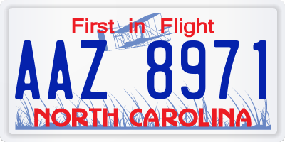 NC license plate AAZ8971