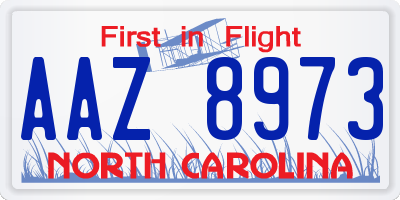 NC license plate AAZ8973