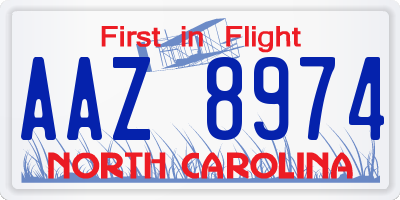 NC license plate AAZ8974