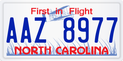 NC license plate AAZ8977