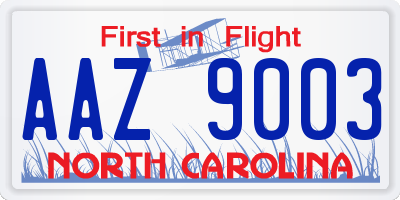 NC license plate AAZ9003