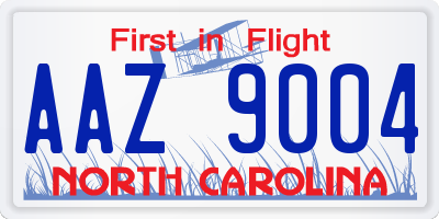NC license plate AAZ9004