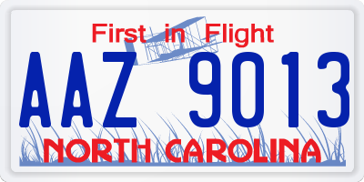 NC license plate AAZ9013