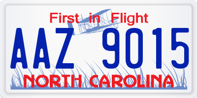 NC license plate AAZ9015