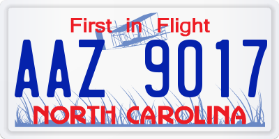 NC license plate AAZ9017