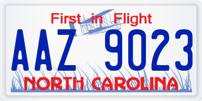 NC license plate AAZ9023