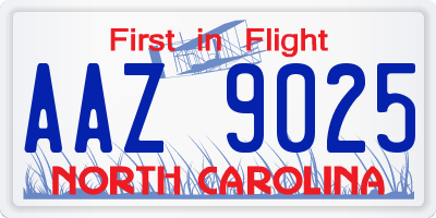 NC license plate AAZ9025