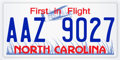 NC license plate AAZ9027