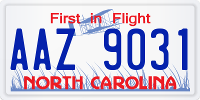 NC license plate AAZ9031