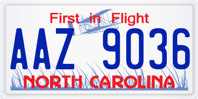 NC license plate AAZ9036