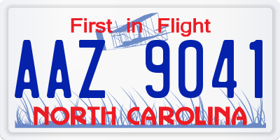 NC license plate AAZ9041