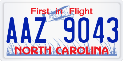 NC license plate AAZ9043