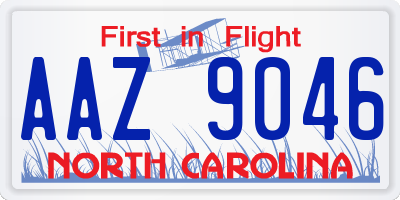 NC license plate AAZ9046