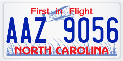 NC license plate AAZ9056
