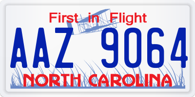 NC license plate AAZ9064