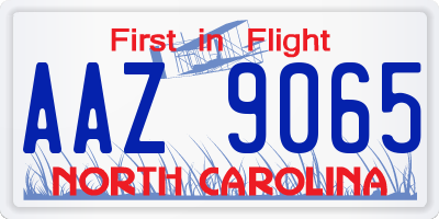 NC license plate AAZ9065