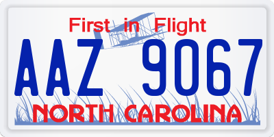 NC license plate AAZ9067