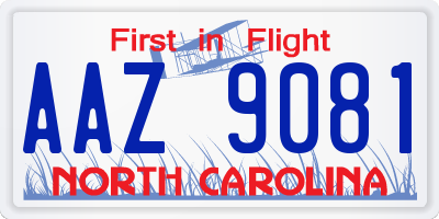 NC license plate AAZ9081