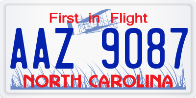 NC license plate AAZ9087