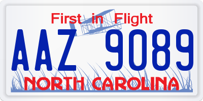 NC license plate AAZ9089