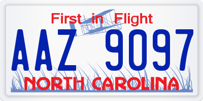 NC license plate AAZ9097