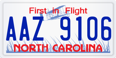 NC license plate AAZ9106