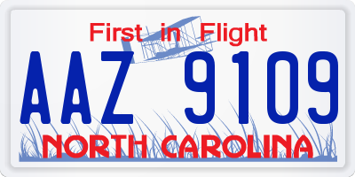 NC license plate AAZ9109