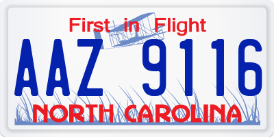 NC license plate AAZ9116