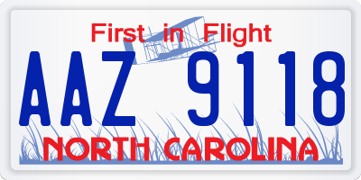 NC license plate AAZ9118