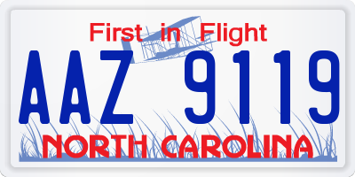 NC license plate AAZ9119
