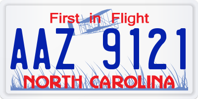 NC license plate AAZ9121