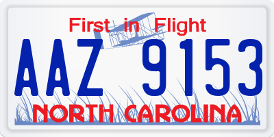 NC license plate AAZ9153