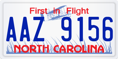 NC license plate AAZ9156