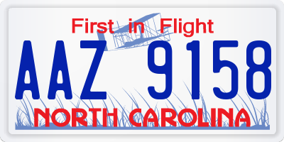 NC license plate AAZ9158