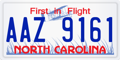 NC license plate AAZ9161
