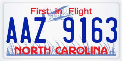 NC license plate AAZ9163